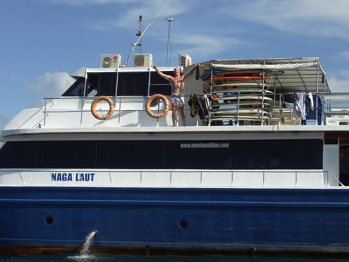 Brett on board the Naga Laut before falling off